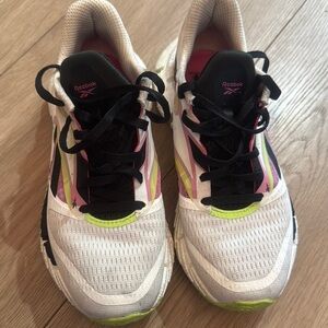 Reebok White and Neon Pink Running Shoes